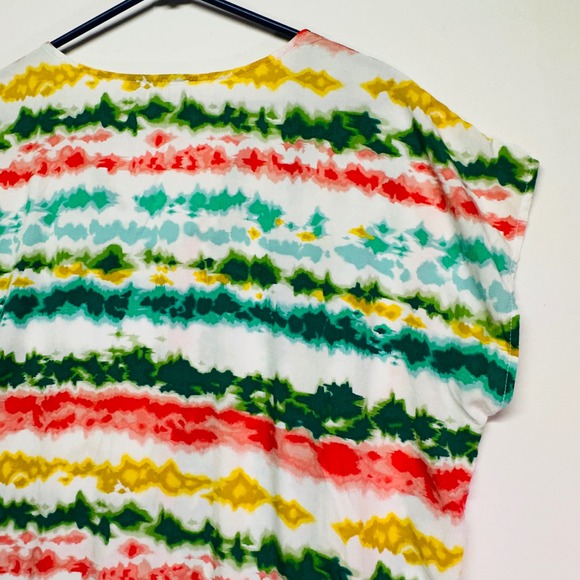 First Love by Lovelyn Sleeveless Oversized Red Green Lightweight Top Womens M - Picture 9 of 9